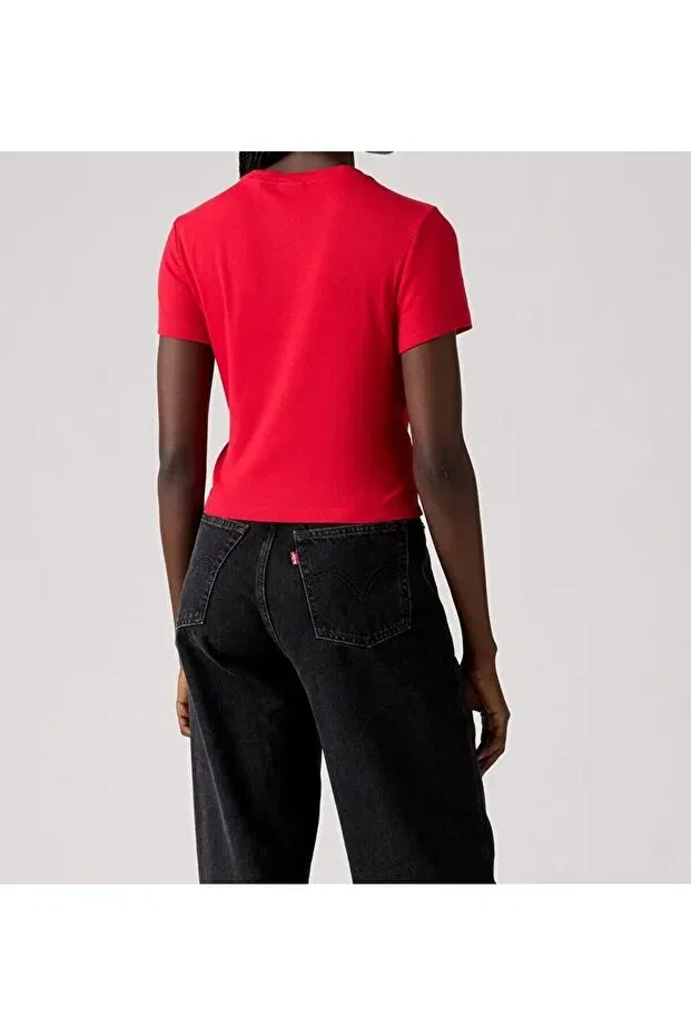 Женская хлопковая футболка с коротким рукавом Levi'S, Red — фото 4