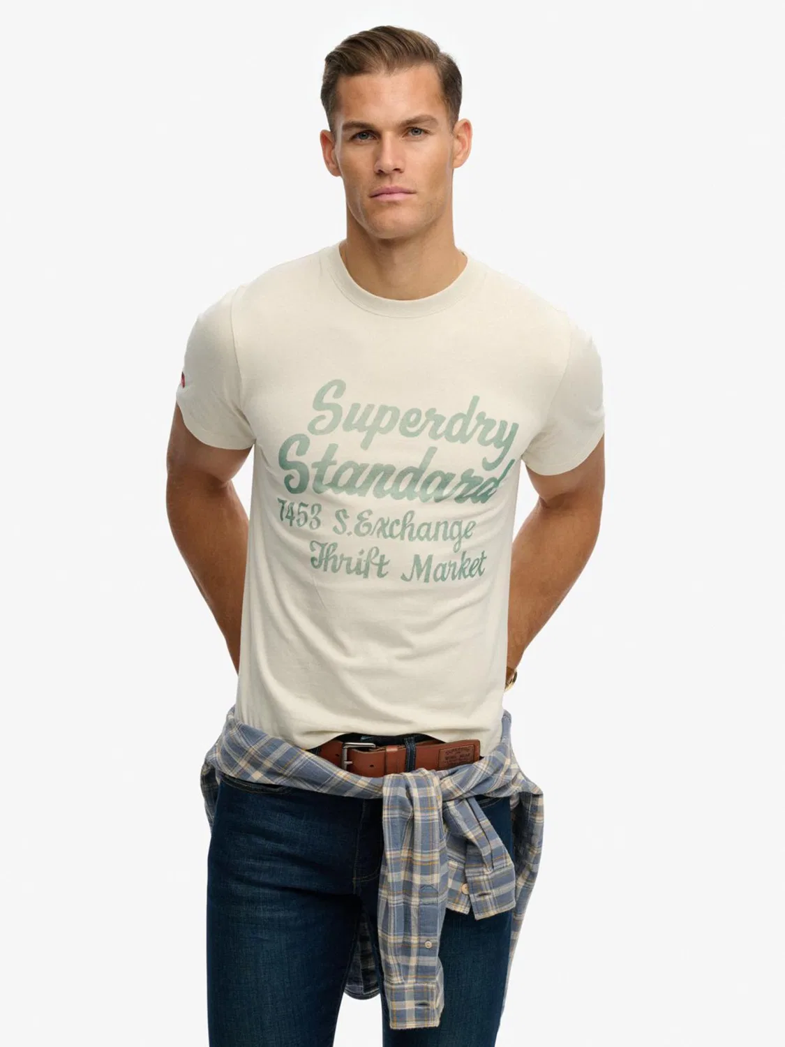 Футболка Industry Worker Relaxed Superdry, кремовый — фото 2