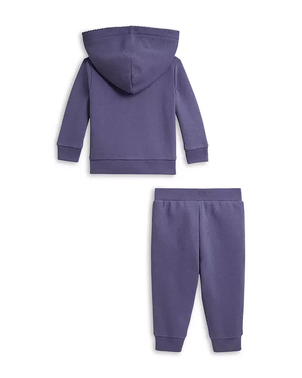 Детский комплект из футера с капюшоном и штанами Polo Ralph Lauren, фиолетовый — фото 2
