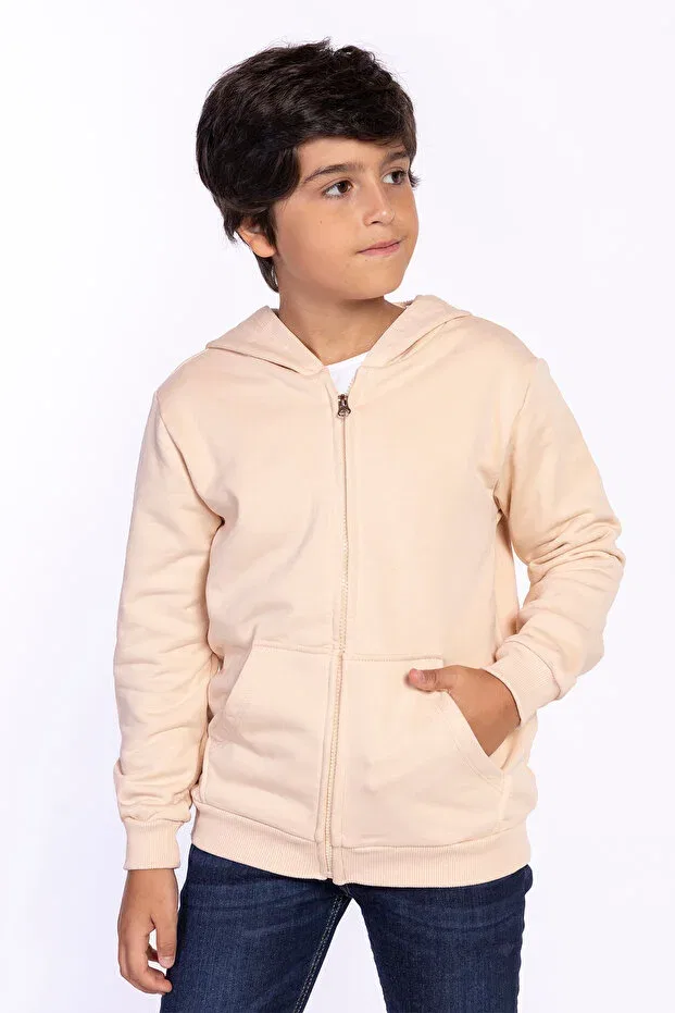 Детский кардиган с капюшоном и карманом кенгуру Toontoy, Beige