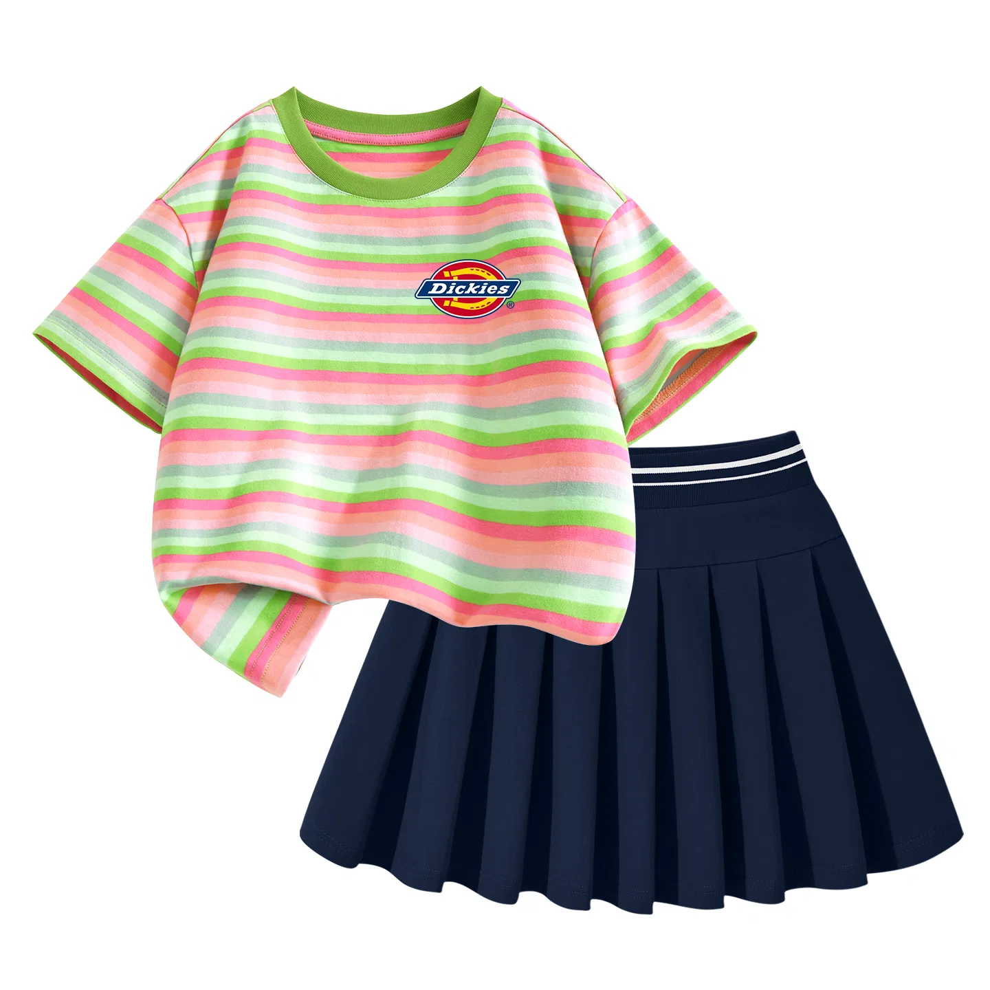 Детский комплект из топа и юбки с принтом Sweetheart Green/Deep Sea Blue, Dickies