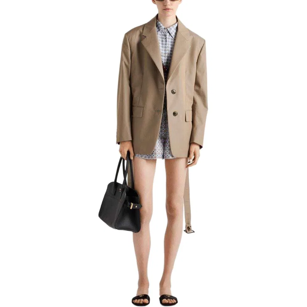 Блейзер однобортный твиловый, PRADA, Archive Beige — фото 3
