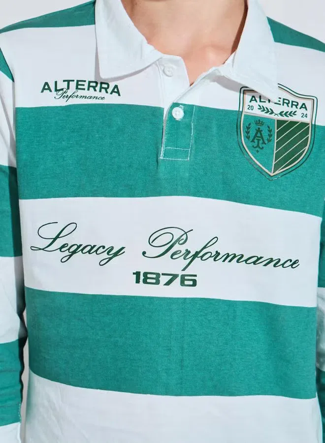 Футболка поло с длинным рукавом с принтом полоска Teen boys striped long-sleeve polo t-shirt Styli, мультиколор — фото 4
