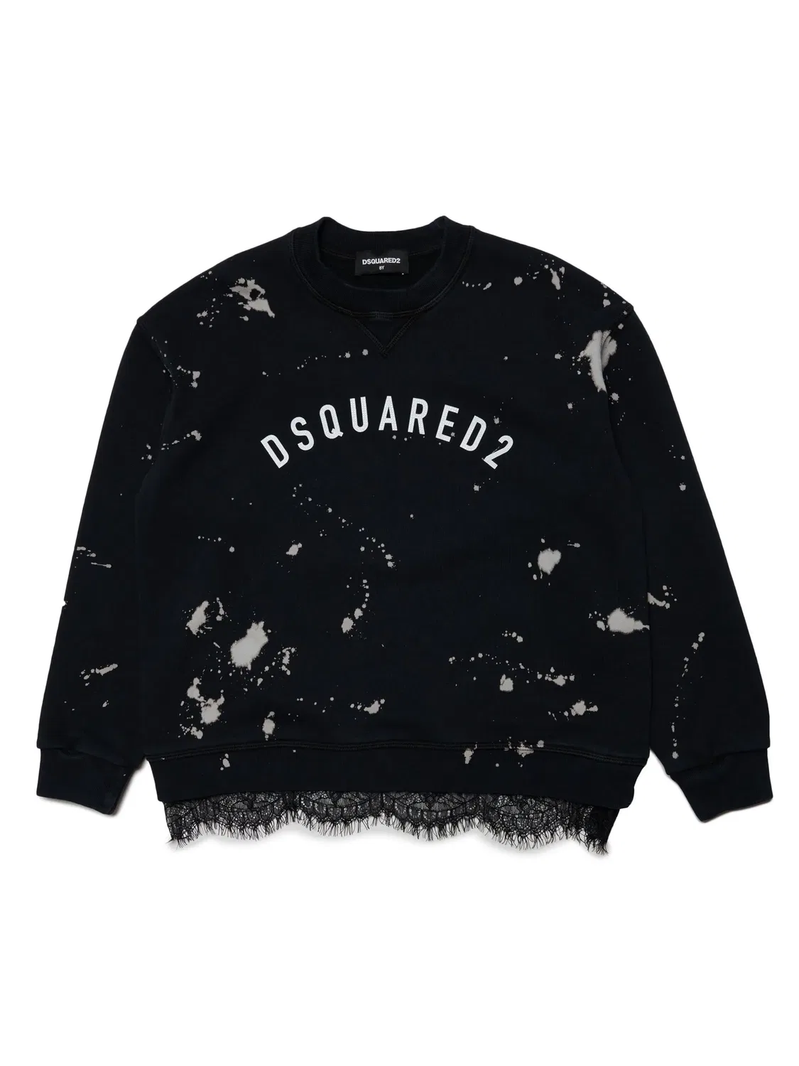 Свитшот с логотипом и кружевной отделкой DSQUARED2, черный