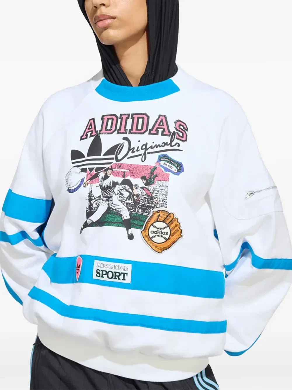Свитшот с графическим принтом adidas Archive Baseball, белый