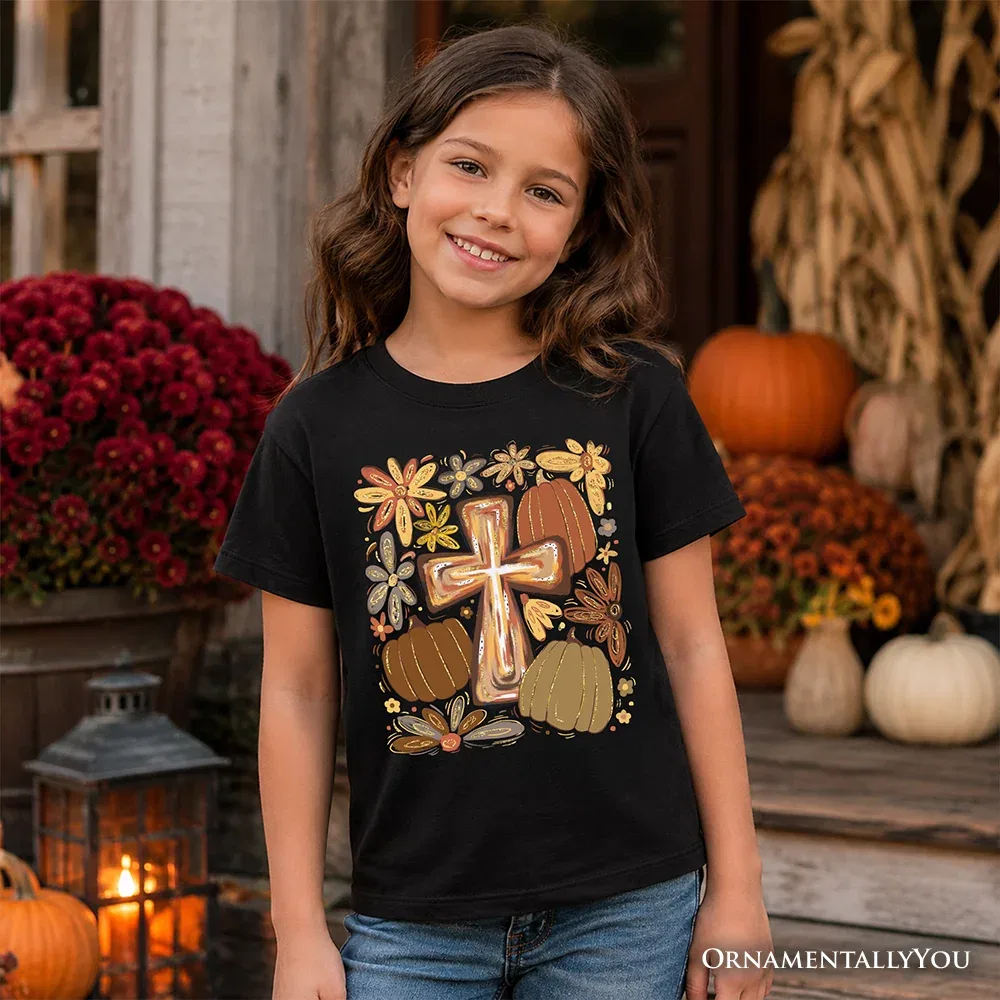 Детская футболка для мальчиков с принтом Fall Blessings OrnamentallyYou, черный — фото 2
