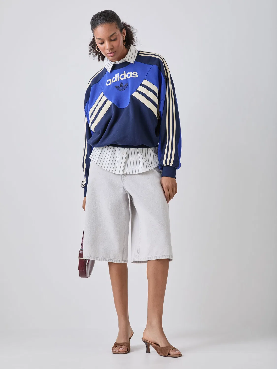 Свитшот с графическим принтом, оверсайз, adidas Originals, синий — фото 2
