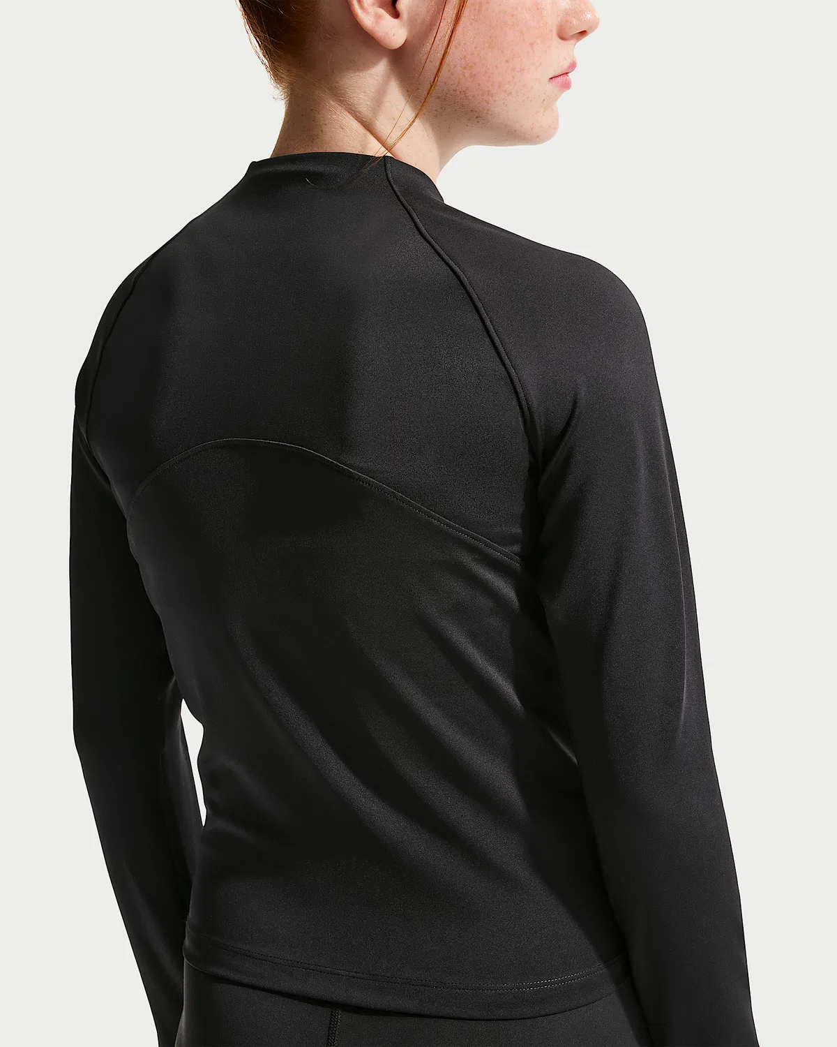 Детские (девочки) Nike Pro Dri-FIT с длинным рукавом и полузамком, Black/Black/White — фото 2