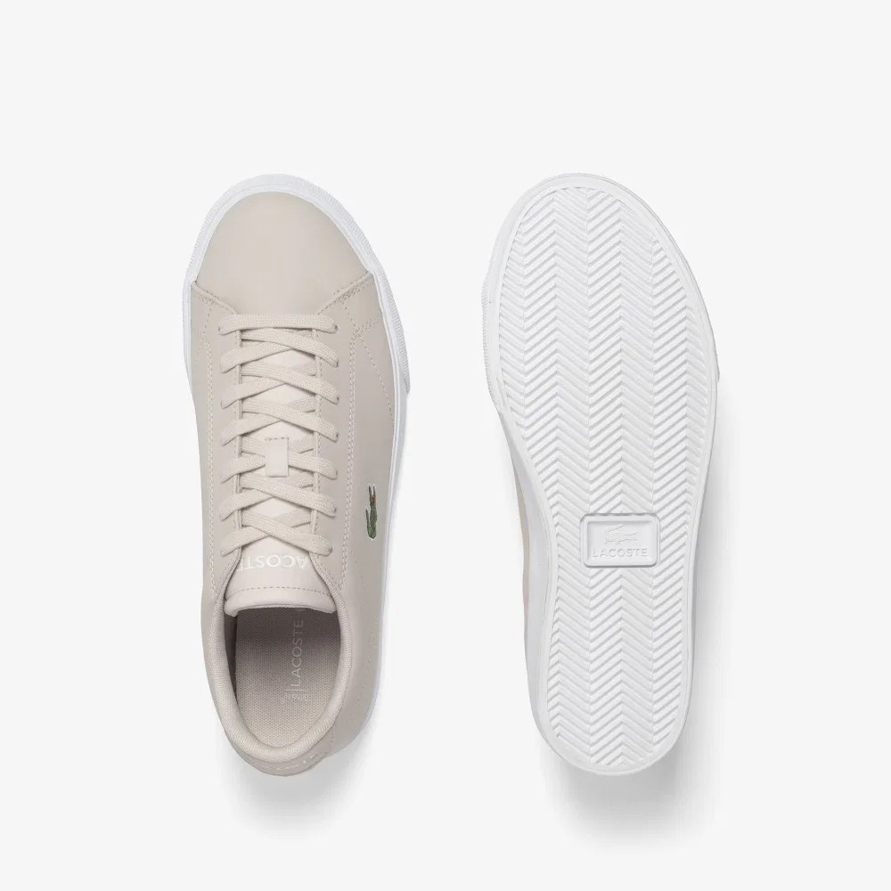 Мужские кожаные сникеры Lerond Set белоснежные от Lacoste — фото 4