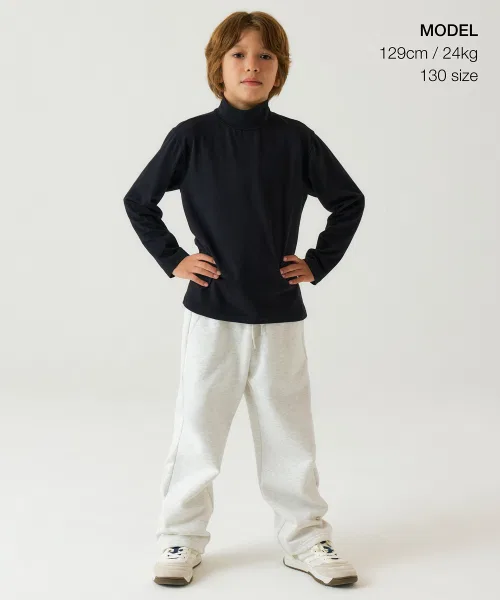 Детская футболка MUSINSA STANDARD KIDS с длинным рукавом и воротником-гольф — фото 2