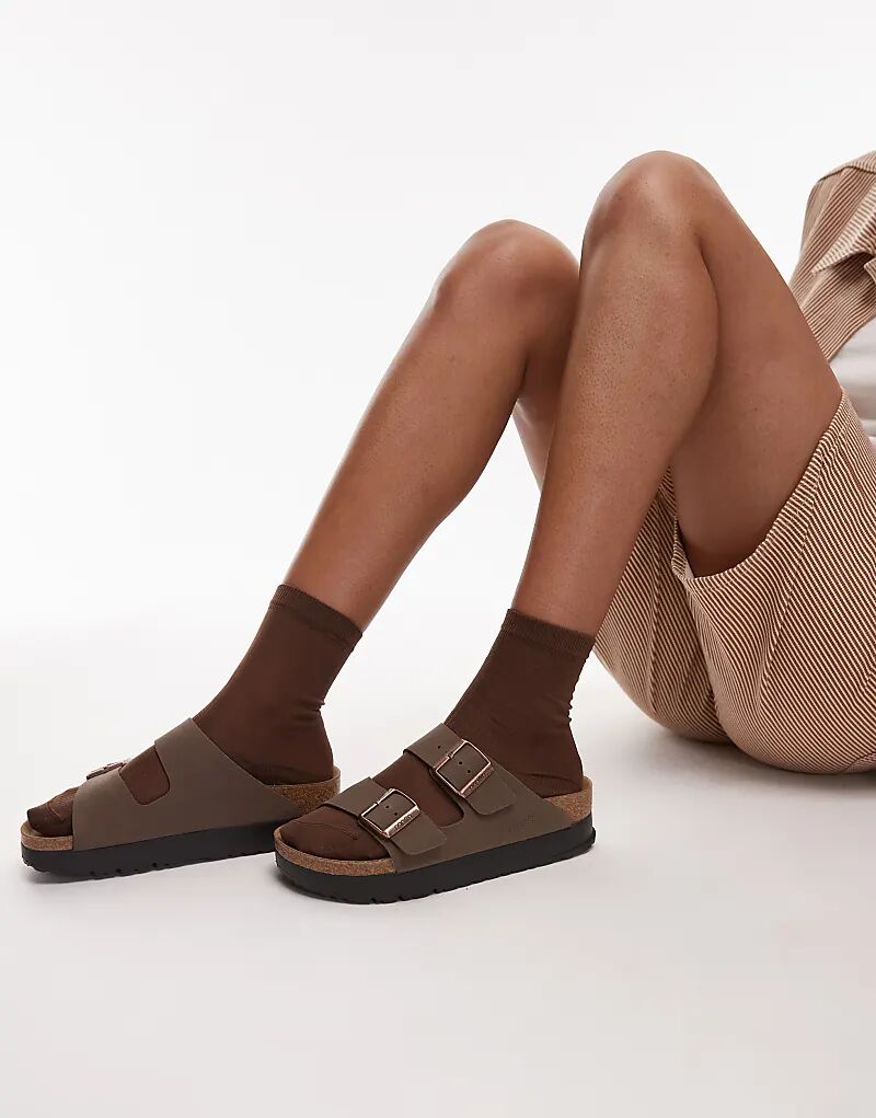 Сандалии Birkenstock Papillio Arizona на гибкой платформе цвета мокко — фото 2
