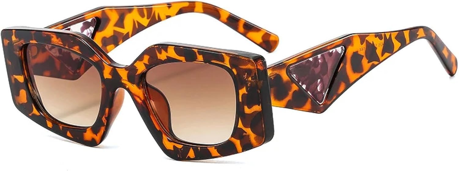 

Популярные модные солнцезащитные очки «кошачий глаз» в форме многоугольника для женщин, ретро-стиль, гелевые цветные линзы, защита от УФ-излучения UV400, прозрачная оправа для мужчин WNCKSQ, Leopard Tea Gradient