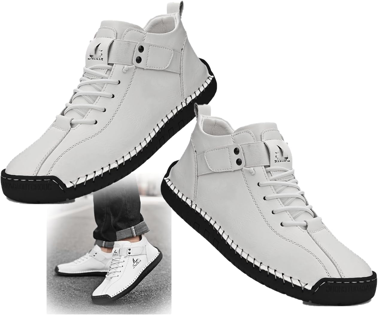 

Мужские лоферы без застежек для прогулок, дышащие и износостойкие для активного отдыха весной и осенью Generic, белый