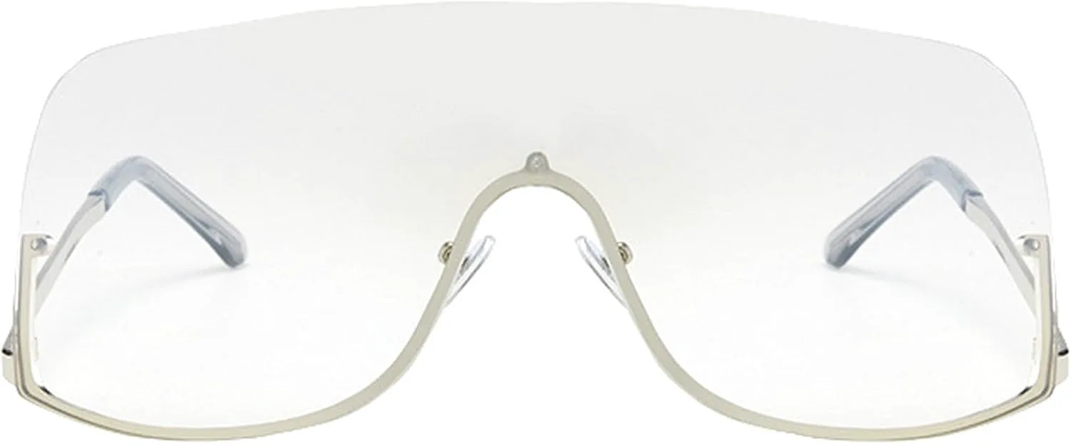 

Крупные квадратные солнцезащитные очки для женщин, уникальные цельные модные солнцезащитные очки для мужчин, панк-очки, трендовые женские очки UV400 mincl, Silver