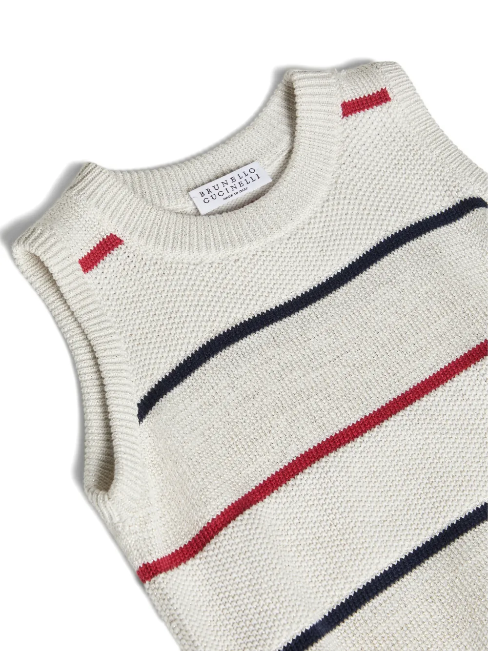 Фактурный жилет в полоску Brunello Cucinelli Kids, бежевый — фото 3