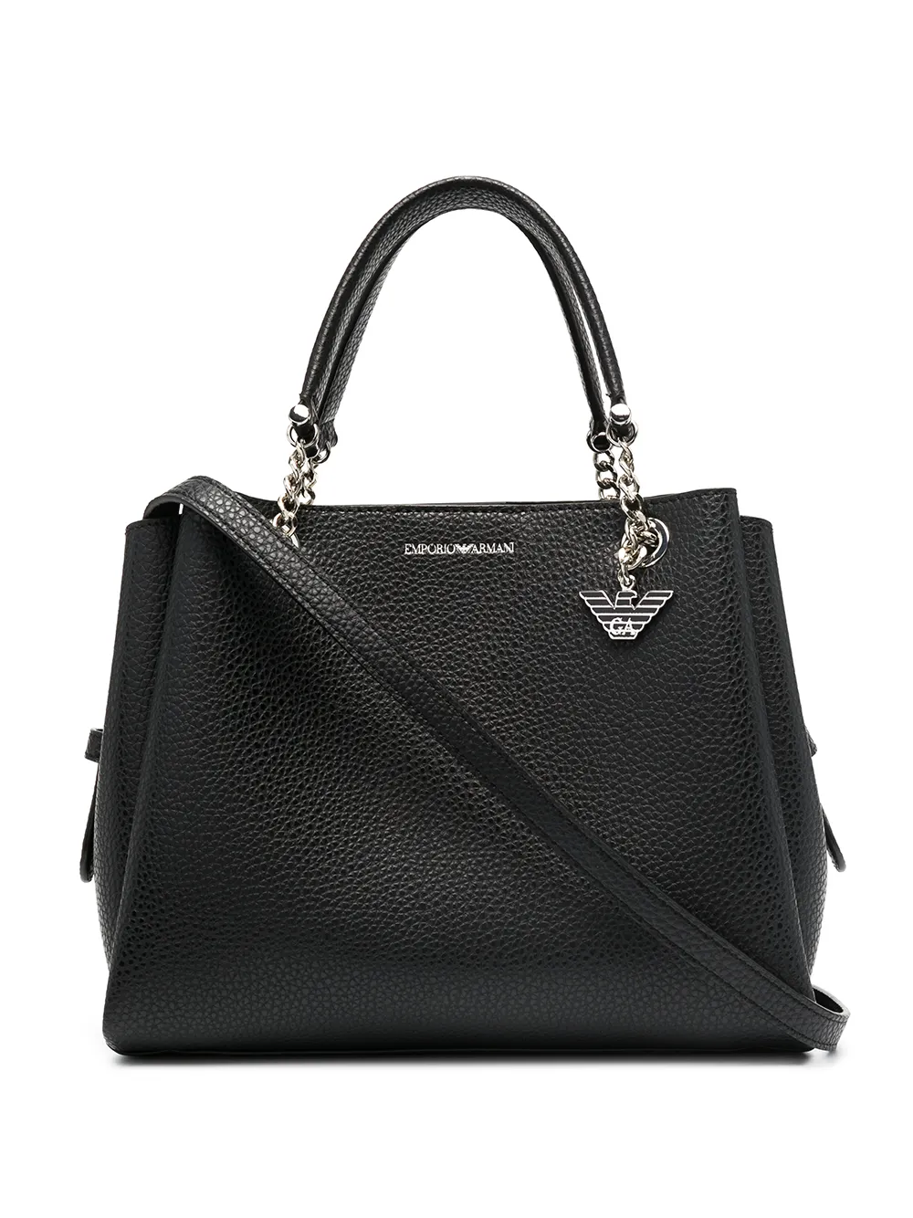 

Сумка-тоут из зернистой кожи с цепочкой EMPORIO ARMANI, черный