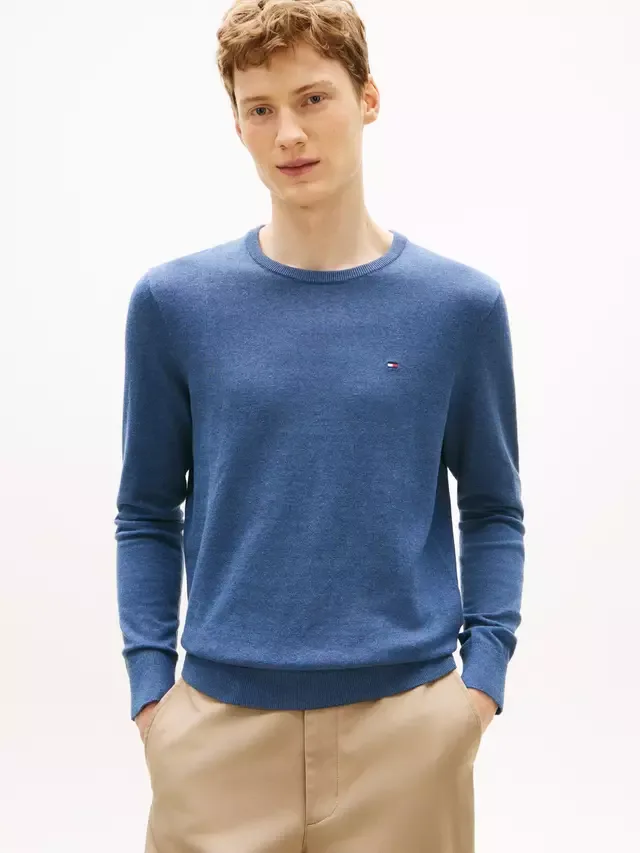 Хлопковая толстовка Essential, цвет Эгейский морской меланж Tommy Hilfiger