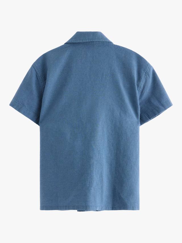 Детская рубашка с коротким рукавом из хлопка и льна Lindex, Dusty Blue — фото 2