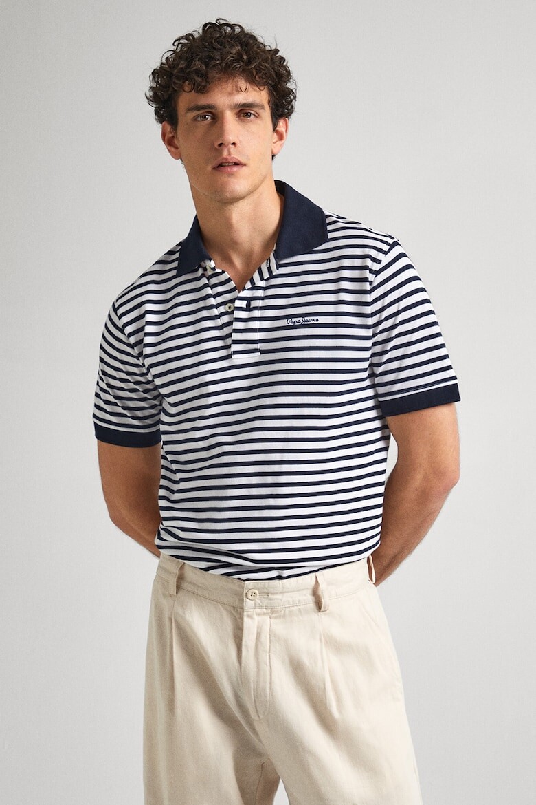 

Узкая футболка с полосатым воротником Pepe Jeans London, белый