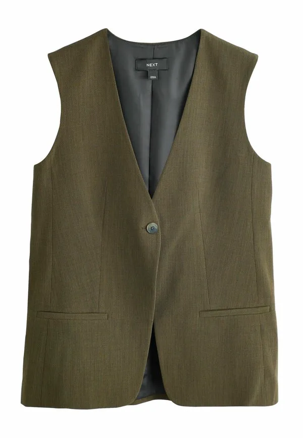 Жилет без рукавов с перекрестной вязкой, стандартного кроя. Next, Khaki Green