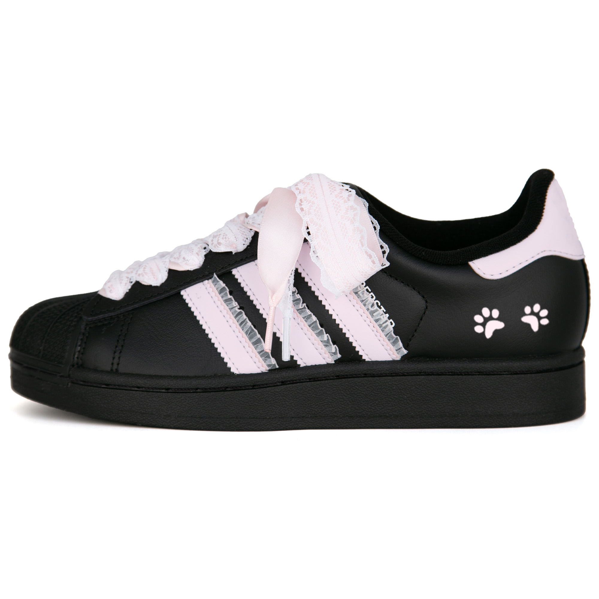 

Adidas Originals Superstar 2 Fall In Love With Kitten Abrasion Resistant Low top Кроссовки для скейтбординга для детей Black Unisex