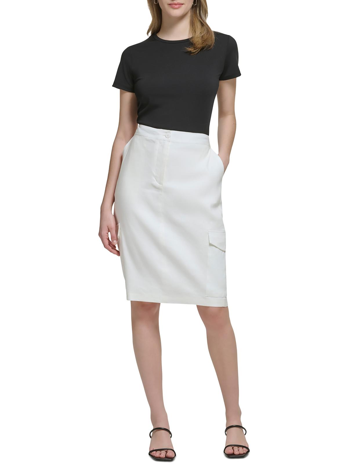 

Женская льняная юбка миди длиной до колена Calvin Klein, белый