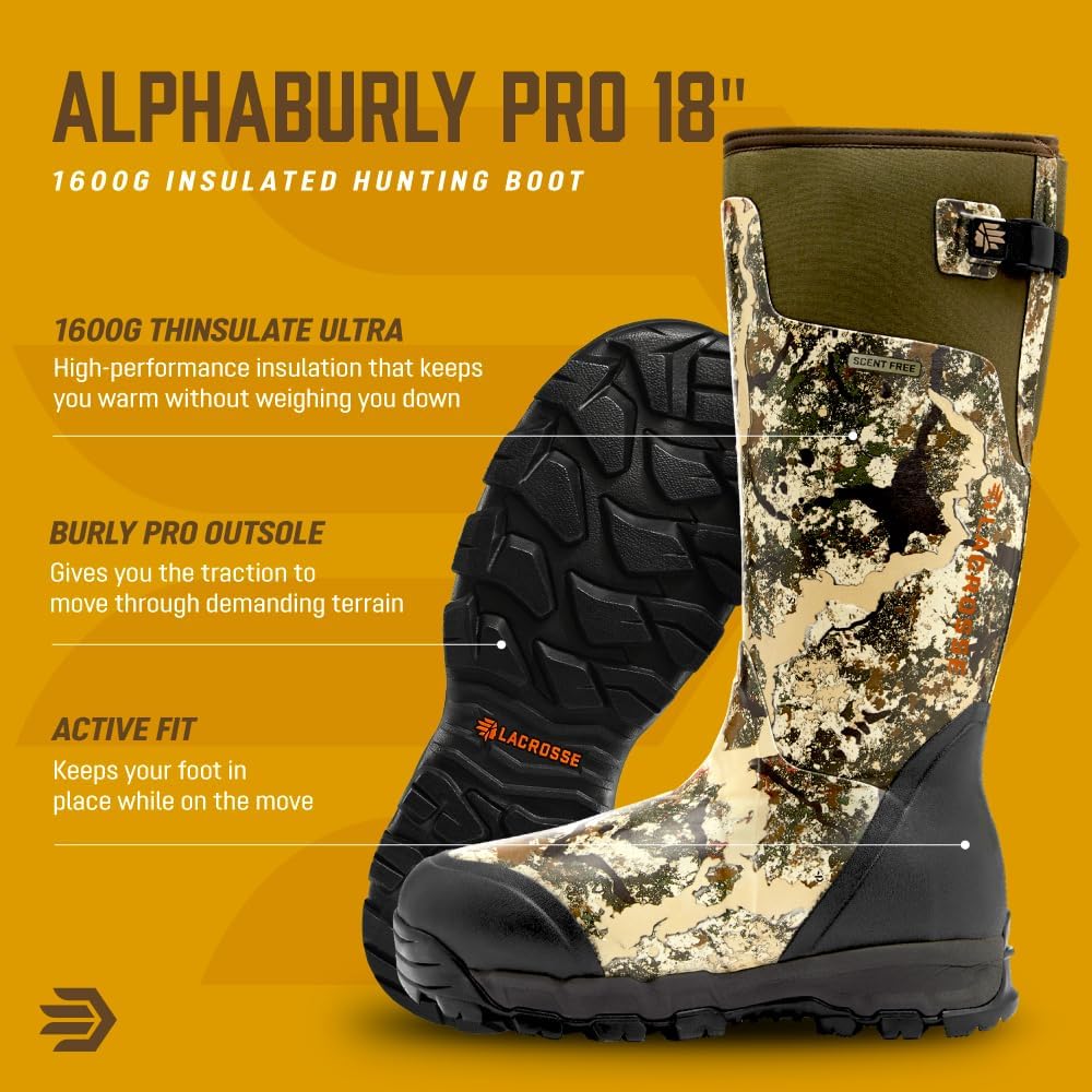 Мужские утепленные охотничьи ботинки LaCrosse Alphaburly Pro 46 см с водонепроницаемой резиной, утеплителем Thinsulate 1600 г и стелькой из ЭВА, модель First Lite Cipher, First Lite Specter — фото 4