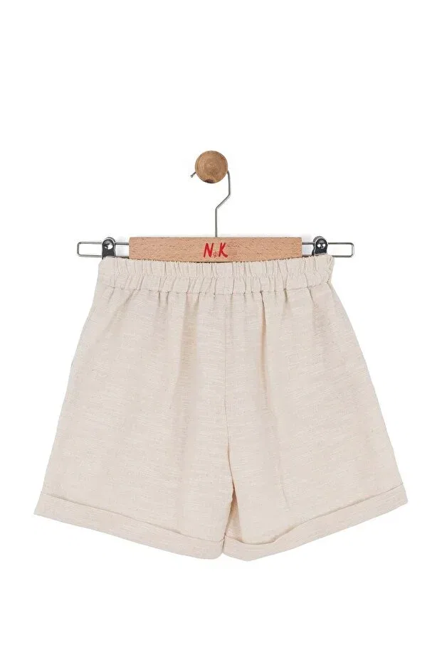 Детские шорты для девочек хлопковые N&K girl 51358-palmiye embroidered Nk Kids, Cream — фото 4