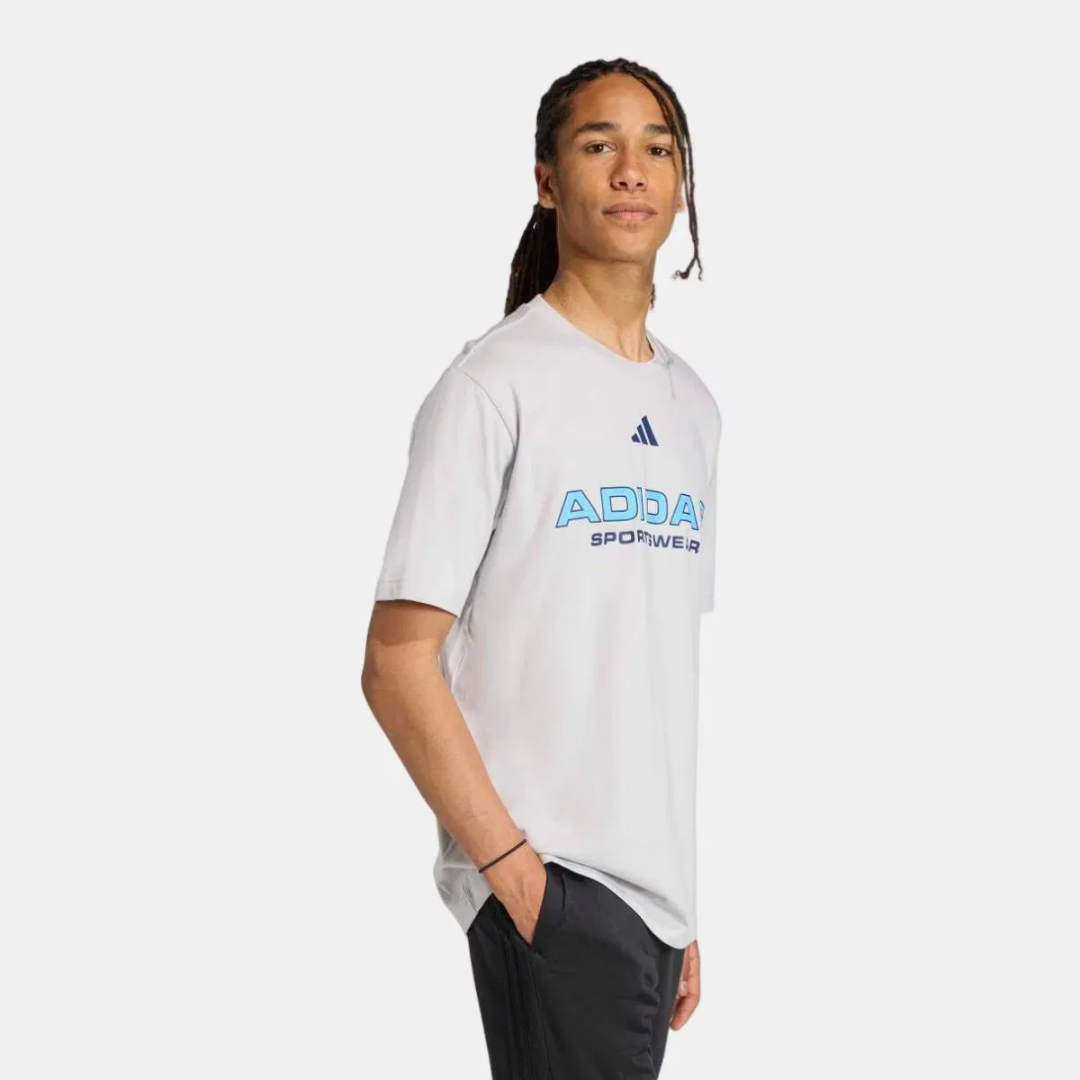 Мужская футболка, House Of Tiro Linear, adidas, серый синий — фото 3