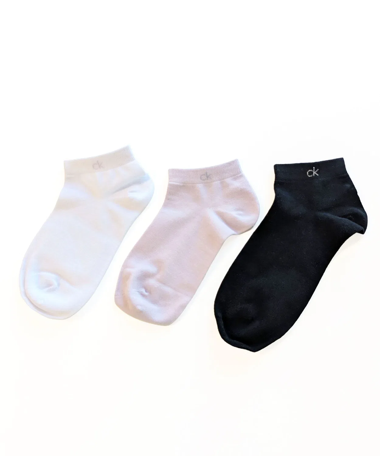 Женский комплект носков с логотипом Calvin Klein, 3 пары, White/Black/Pastel Pink