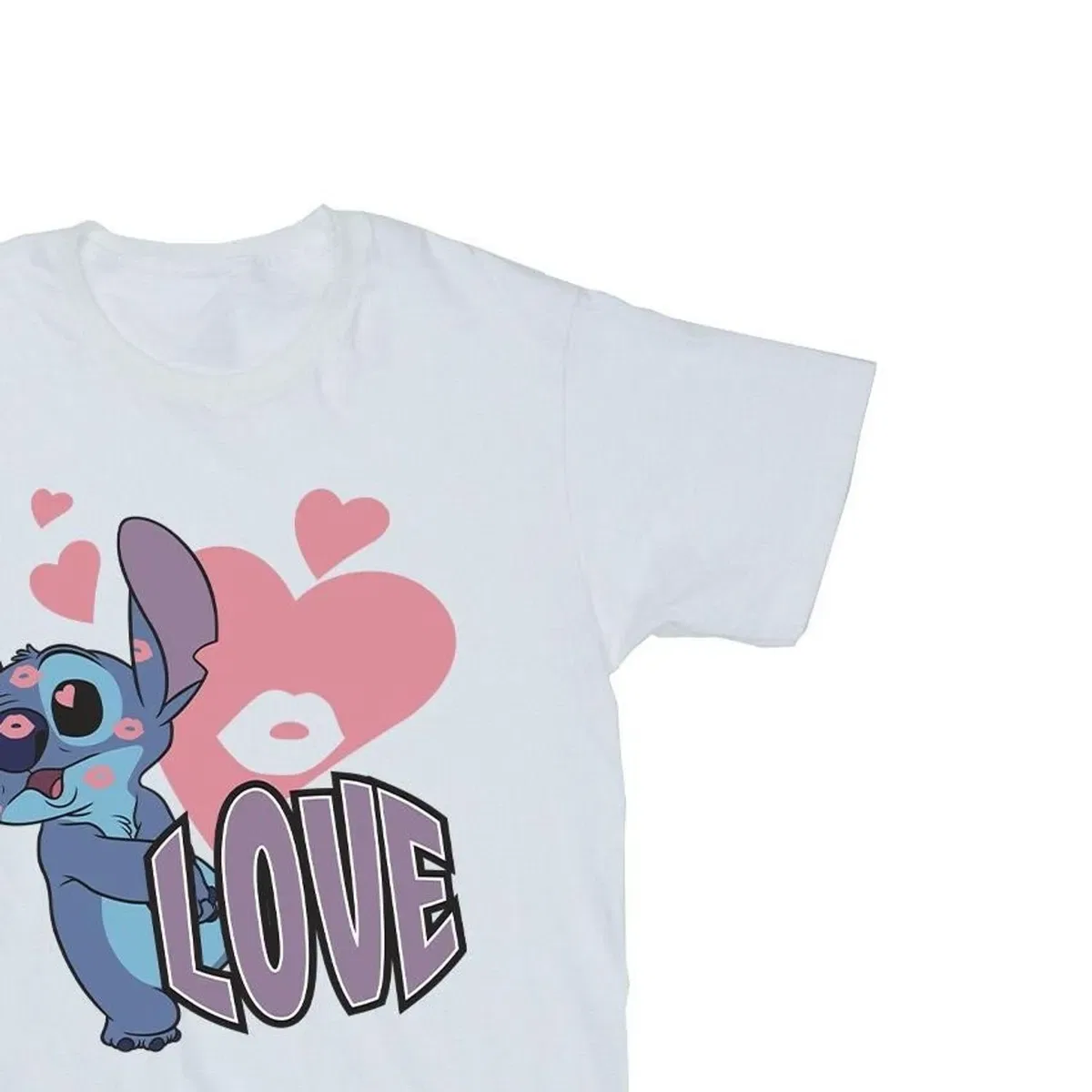 Футболка хлопковая с принтом Love Hearts Lilo & Stitch, White — фото 2
