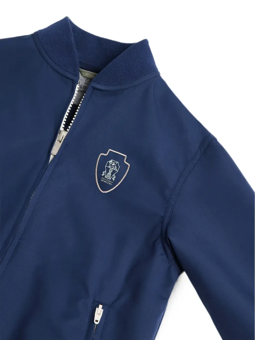 Нейлоновый свитшот с логотипом-нашивкой Brunello Cucinelli Kids, синий — фото 3