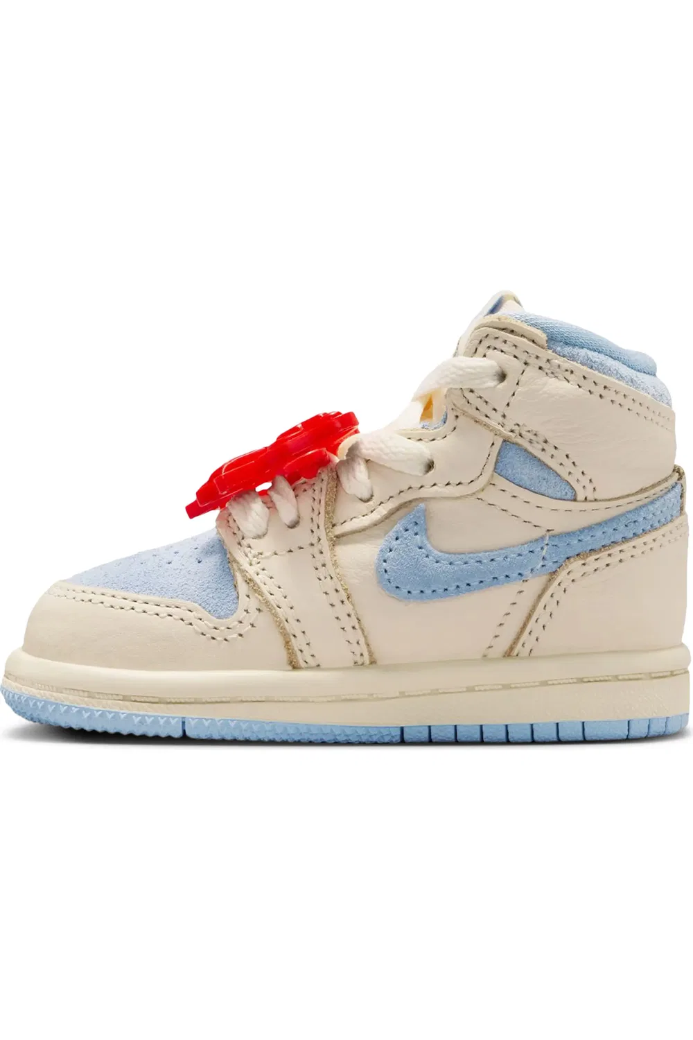 Детские кроссовки баскетбольные с амортизацией Air Jordan 1 Retro High OG Nike, Pale Ivory/Blue/Coconut Milk — фото 3