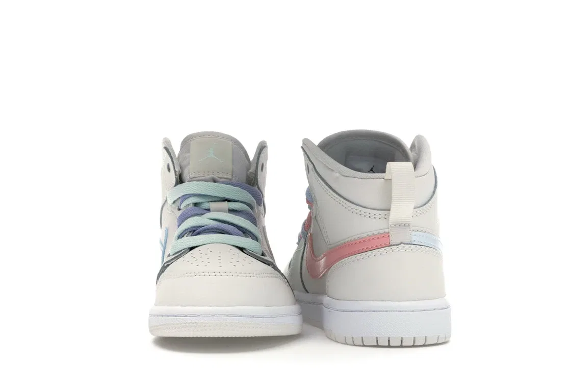 Детские кроссовки Lifestyle Jordan 1 Mid Phantom Igloo (PS) Jordan, Phantom/Igloo-Purple Rise-Blue Tint — фото 4