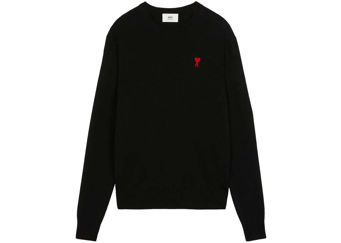 Мужской свитер с круглым вырезом из мериносовой шерсти Ami De Coeur Ami Paris, Black/Red