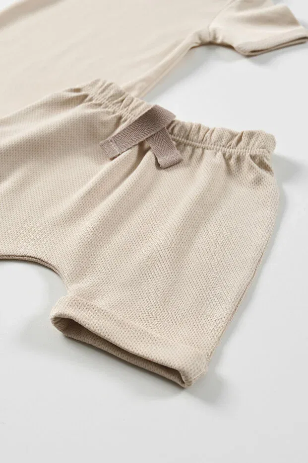 Детский комплект боди и шорт с коротким рукавом Elation filbert Tinylamb, Nude Color — фото 2