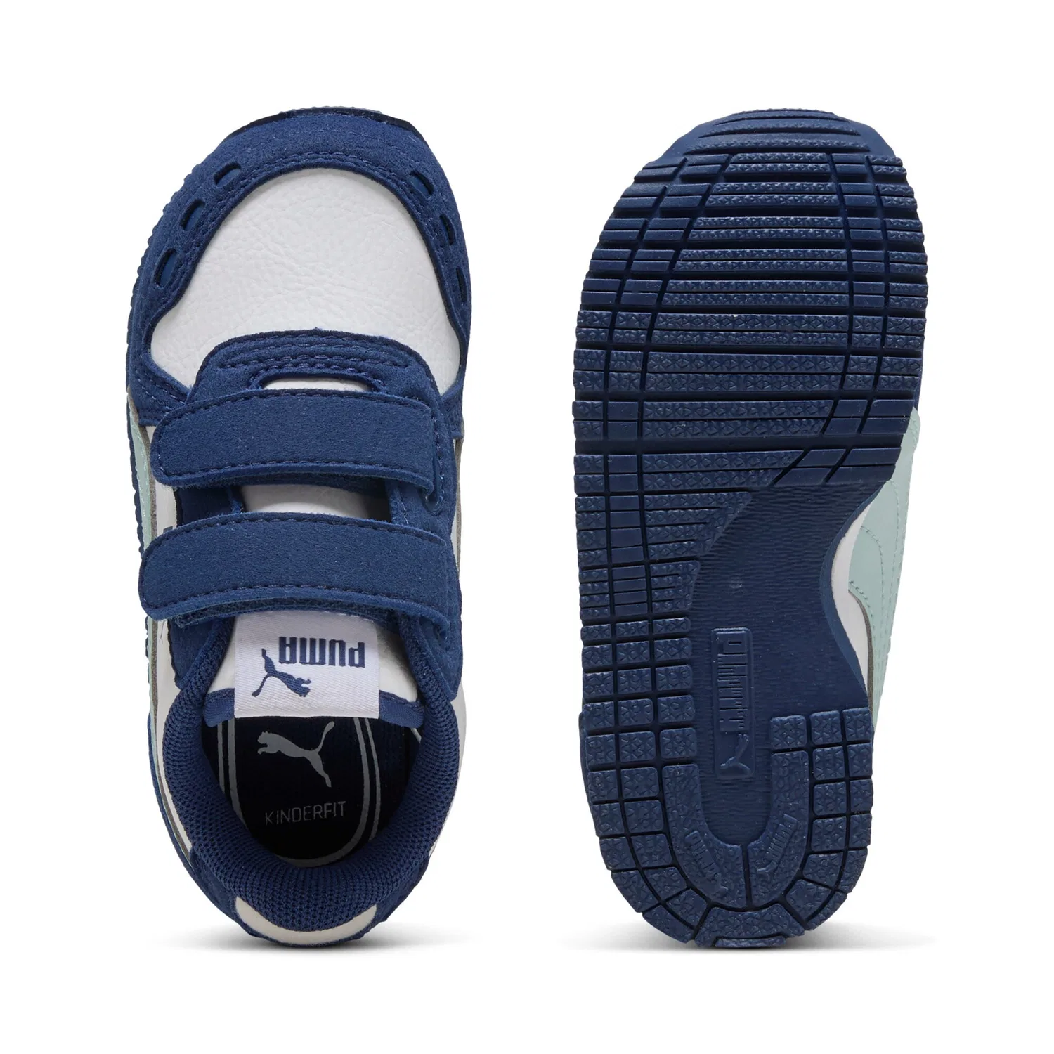 Детские кроссовки с ретро-стилем Cabana Racer PUMA, White/Fresh Water/Blue Jewel — фото 4