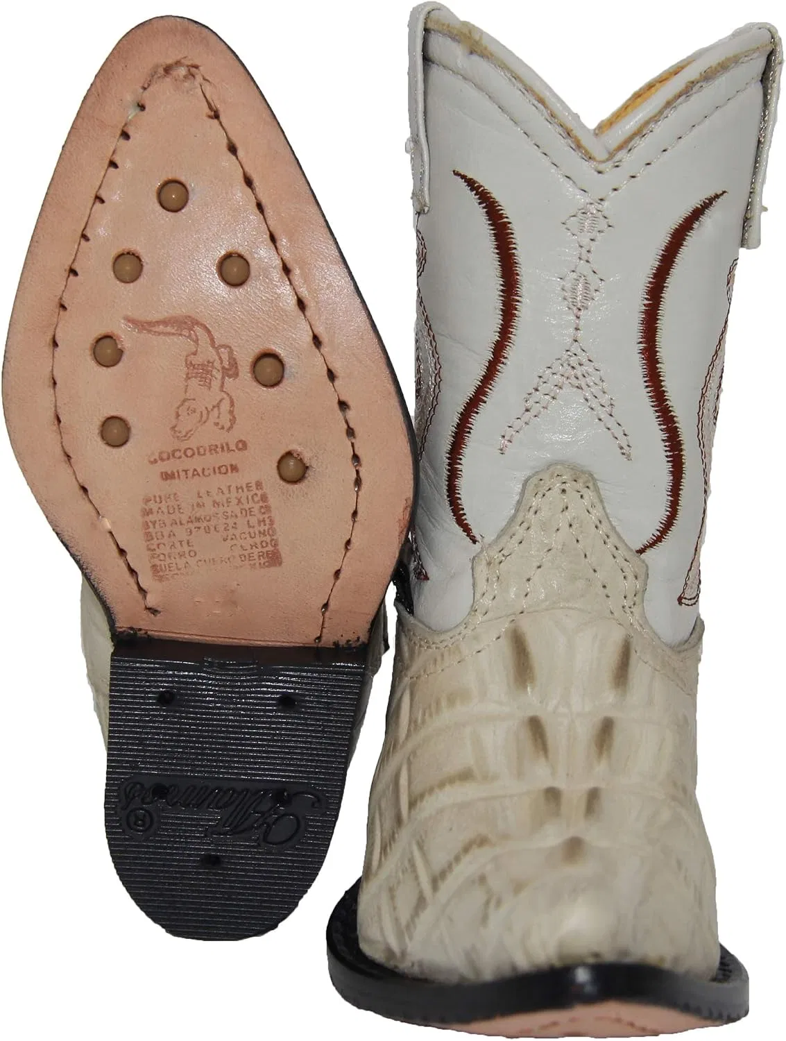 Детские ботинки для мальчиков с принтом крокодила Cowboy Boots The Western Shops, Bone — фото 2