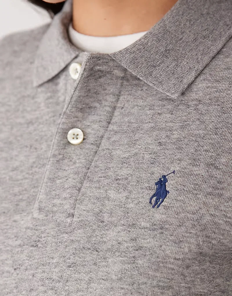 Свитшот Polo Ralph Lauren с воротником и логотипом в стиле регби, серый — фото 3