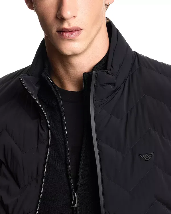 Мужской жилет с принтом Essential Chevron Quilted Vest Emporio Armani, Black Beauty — фото 4
