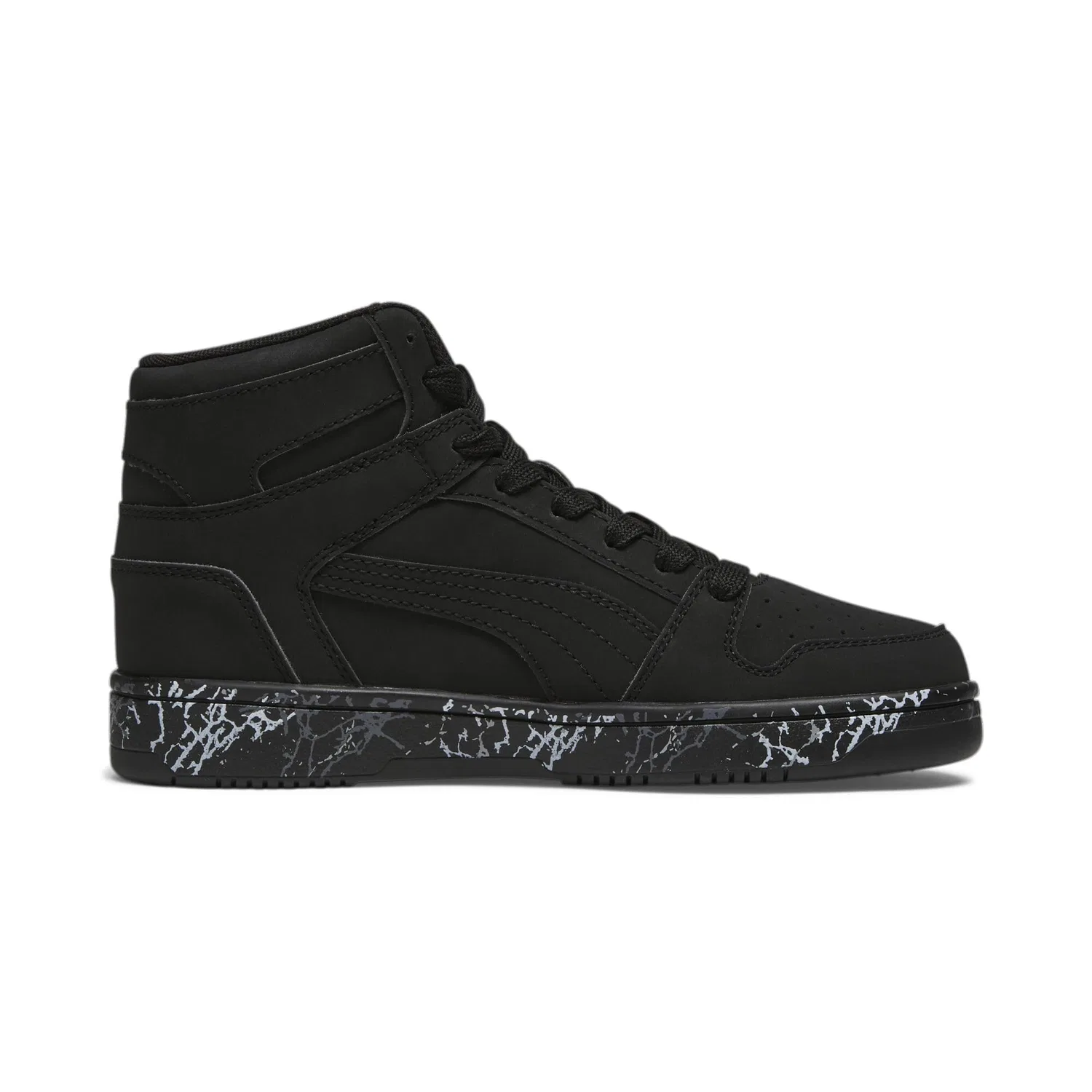 Детские кроссовки для мальчиков с высоким дизайном Rebound Layup Mid PUMA, Black — фото 3