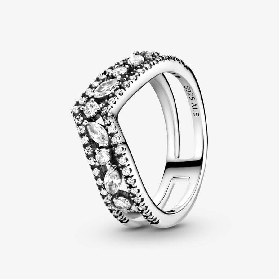 

Кольцо Pandora Timeless Sparkling Marquise Double Wishbone, серебро