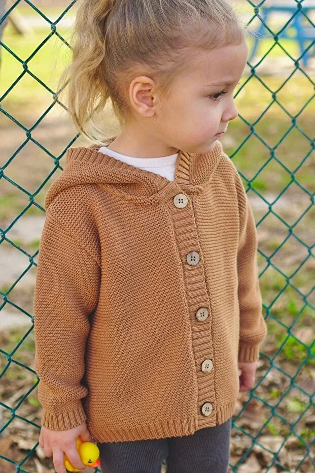 Детский кардиган для девочек хлопковый Vennusbaby, Camel — фото 2
