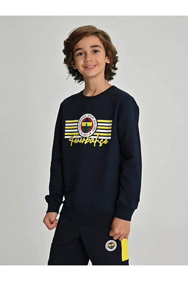 Детские свитшот для девочек с принтом Children'S Tribun Striped Fenerbahce Sweatshirt Fenerium, Fb Laci New — фото 3