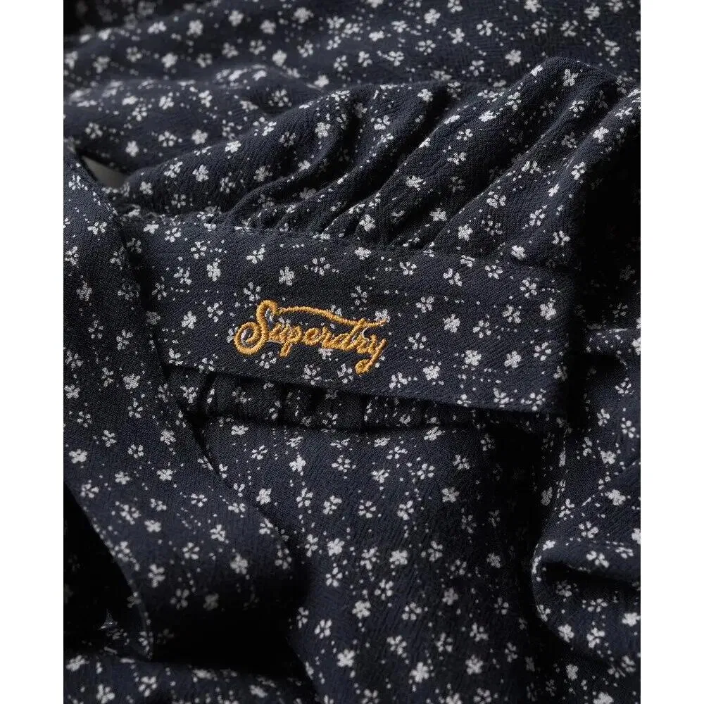 Женская блузка с завязкой спереди Vintage Superdry, Navyblau — фото 4