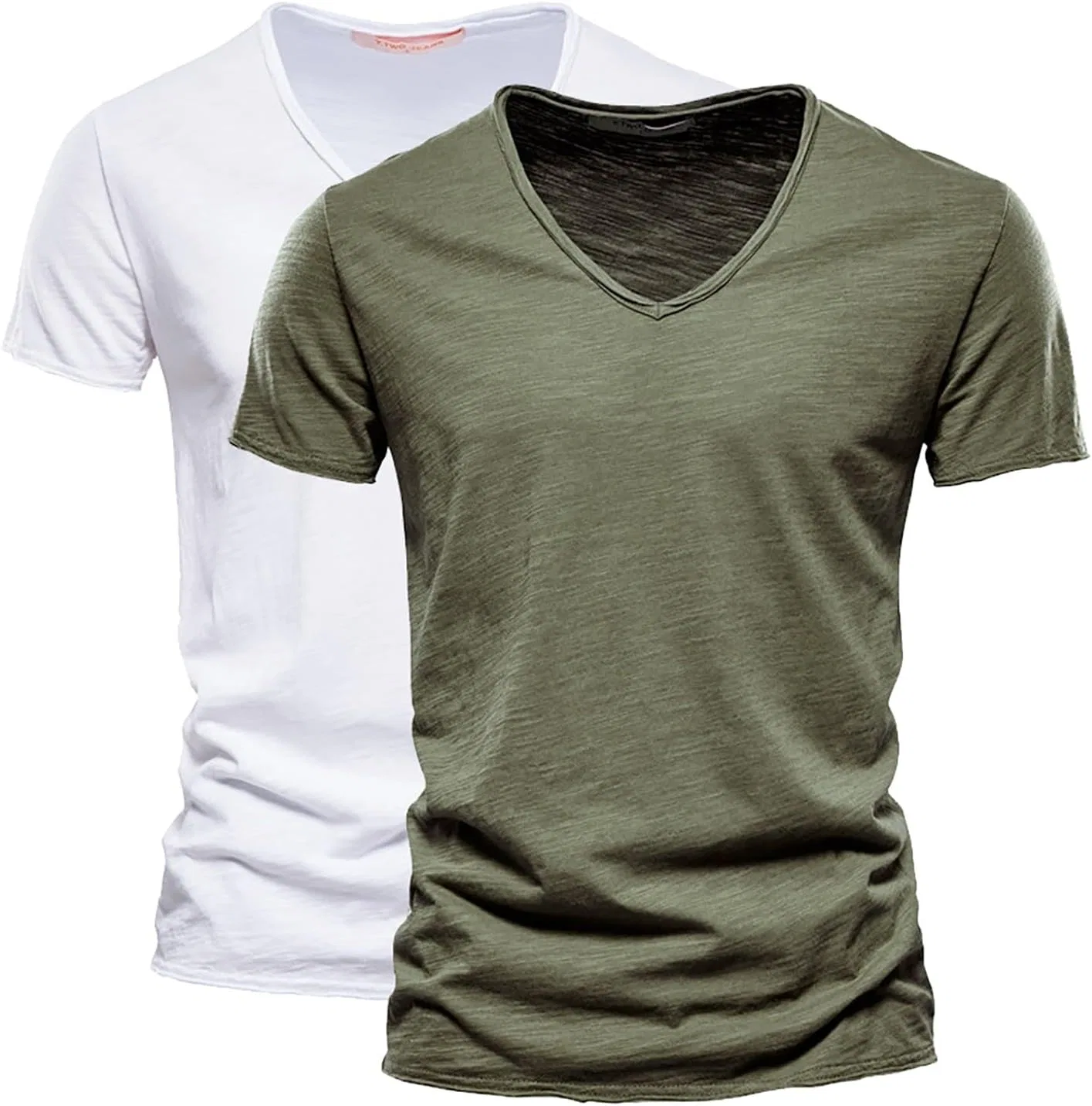 Мужская футболка с V-образным вырезом 2-pack, White/Green