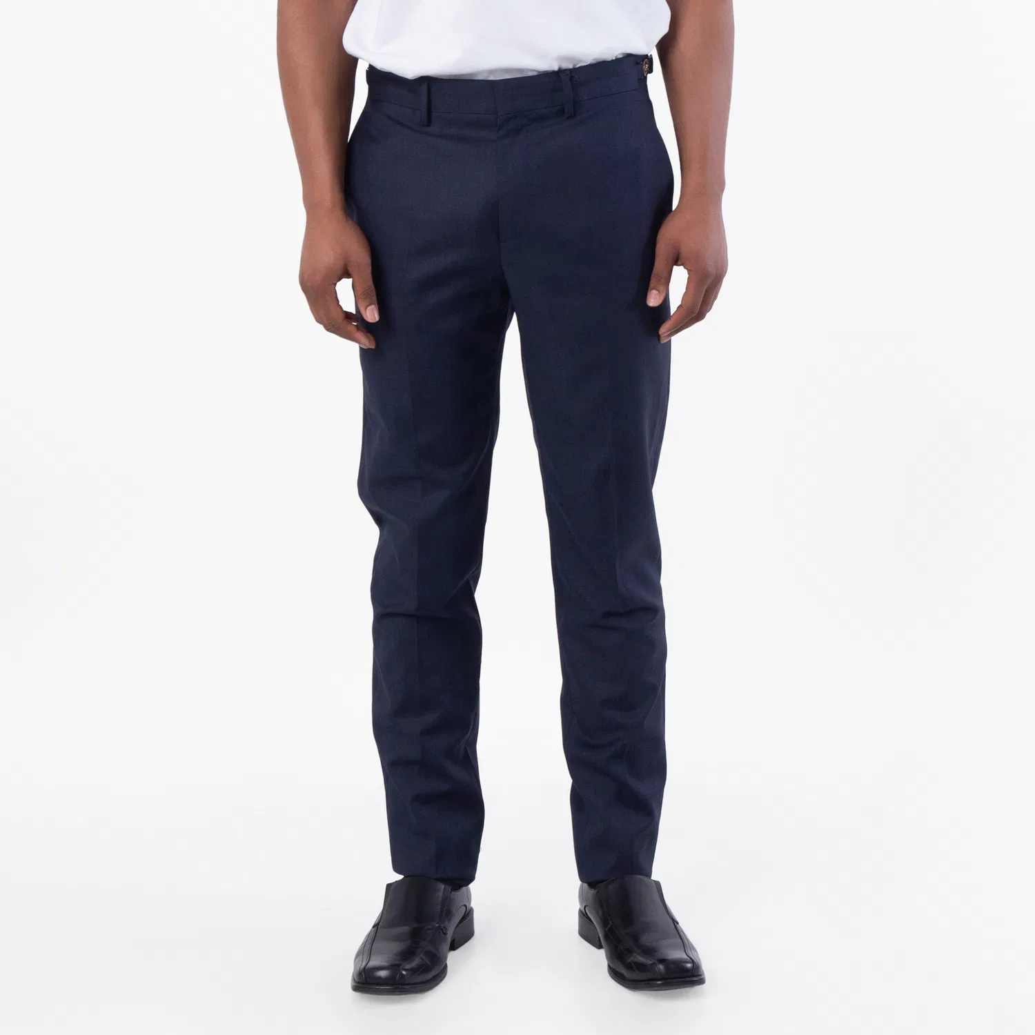 Брюки классические со складками Versace Pleated Wool Formal Trousers, Ink Blue