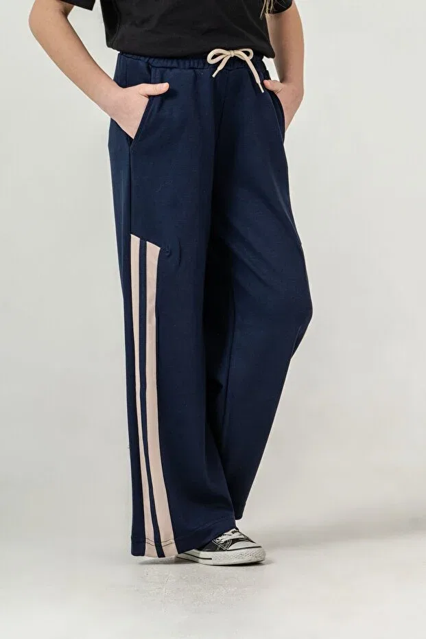 Детские спортивные штаны для девочек с широкими штанинами Mışıl Kids, Navy Blue — фото 3
