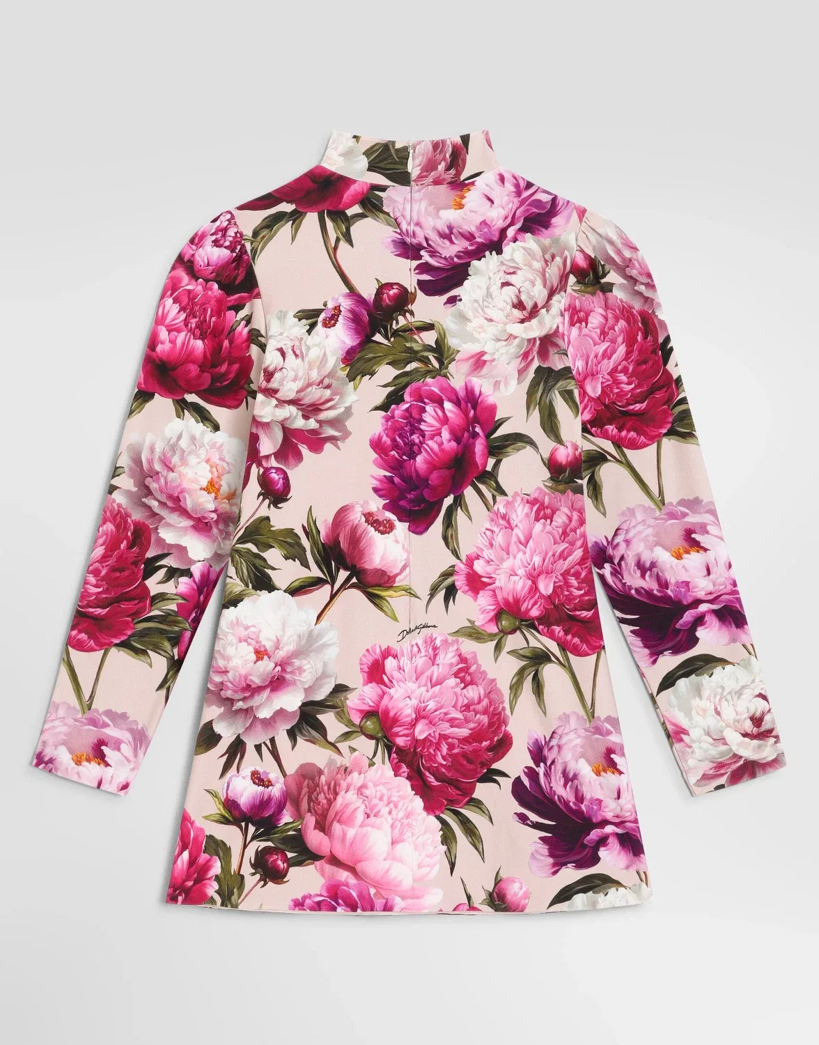 Платье из интерлока с пионовым принтом Dolce&Gabbana, бежевый — фото 2
