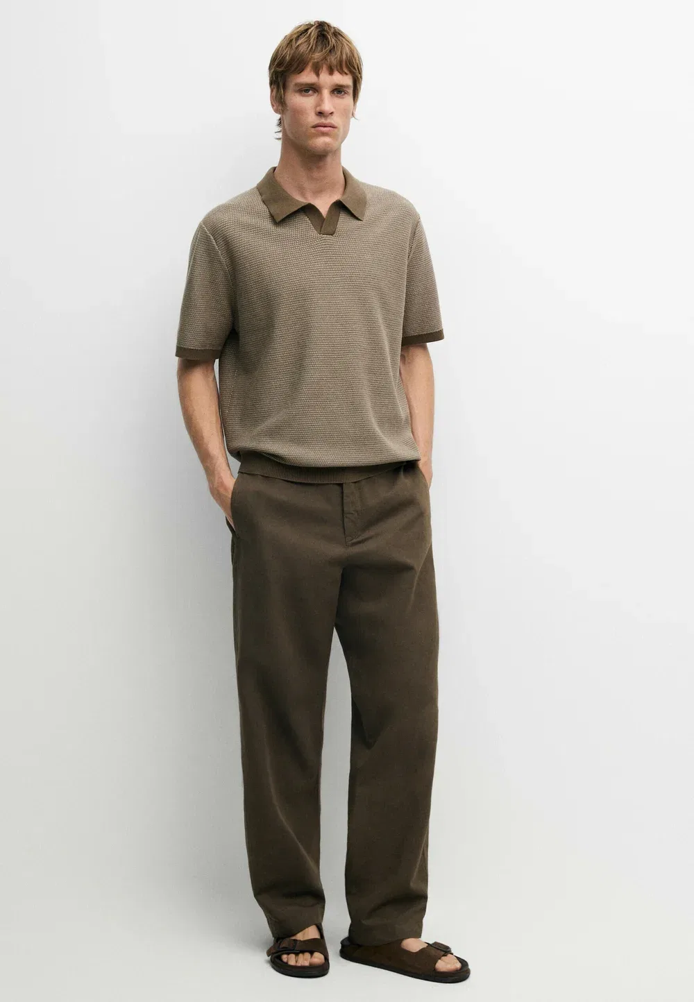 Рубашка поло Massimo Dutti, Khaki — фото 2